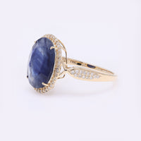 5.36 Ct Oval Mixed Cut Natural Corundum Sapphire 14K Gold Ring