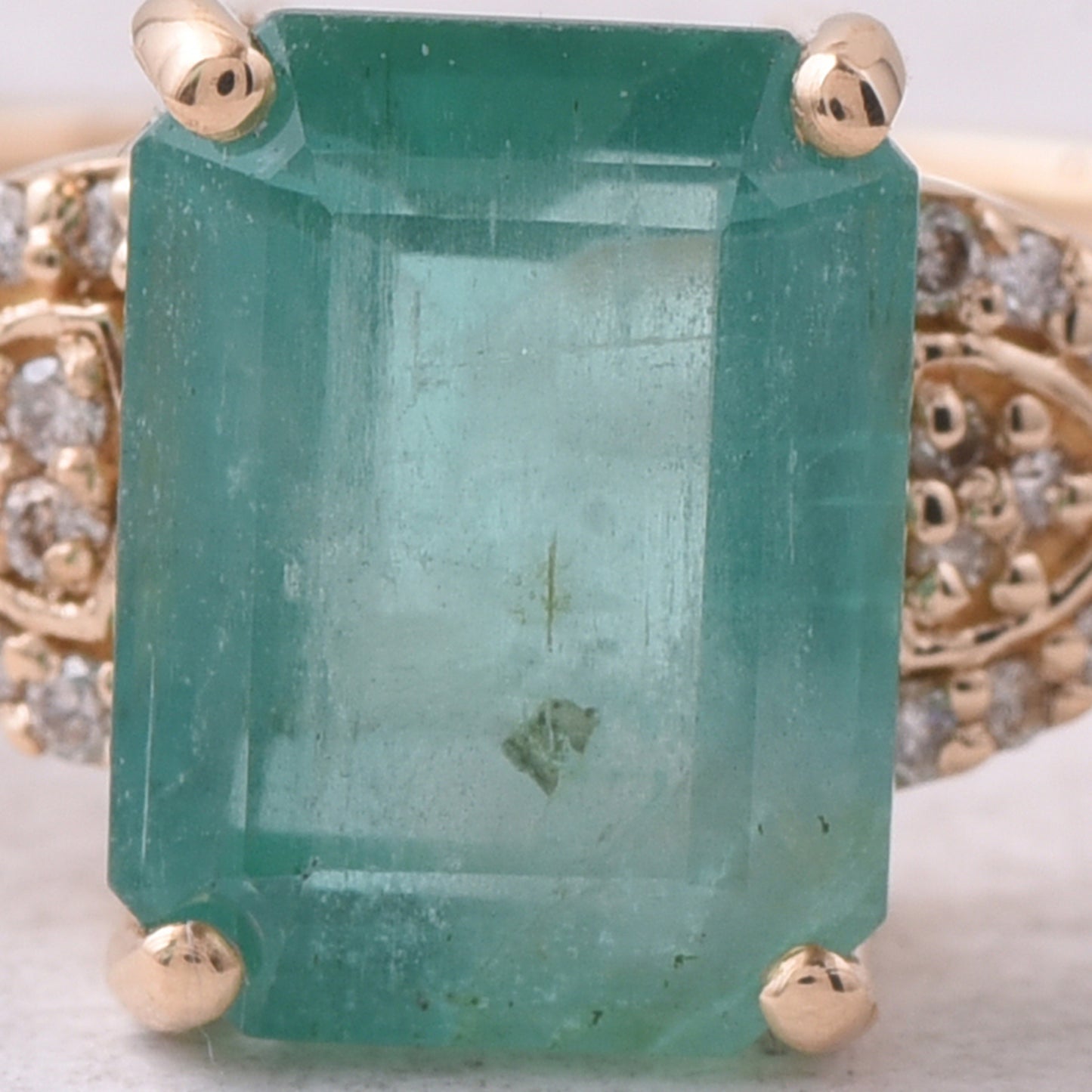 2.31 Ct Octagon Step Cut Natural Emerald 14K Gold Ring