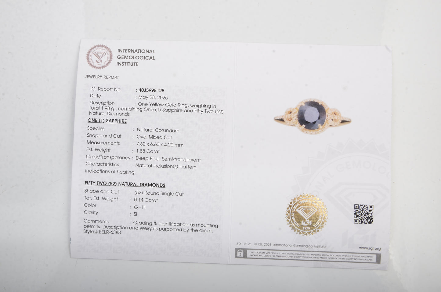 2.02 Ct Oval Mixed Cut Natural Corunum Sapphire 14K Gold Ring