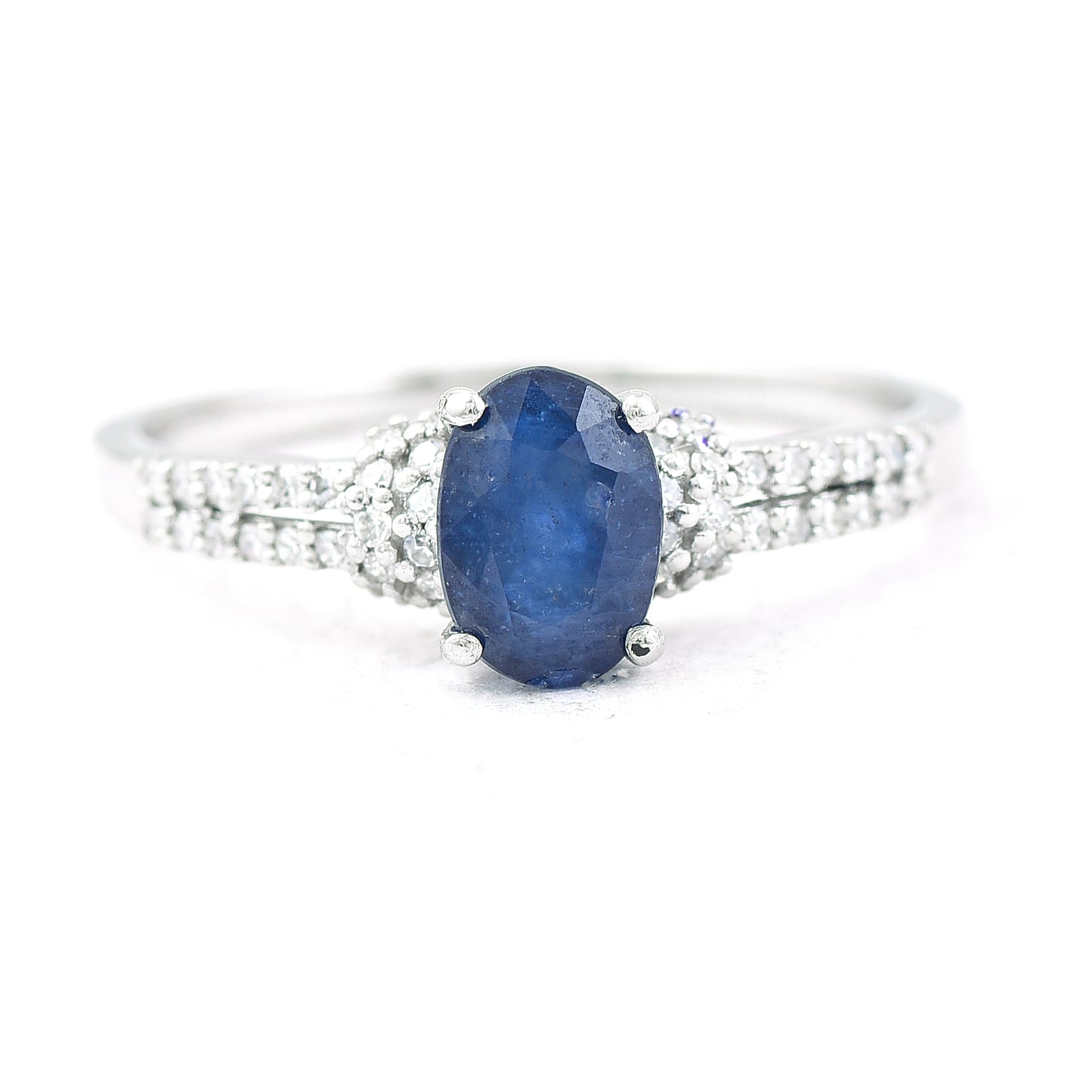 1.24 Ct Oval Mixed Cut Natural Sapphire 950 Platinum Ring