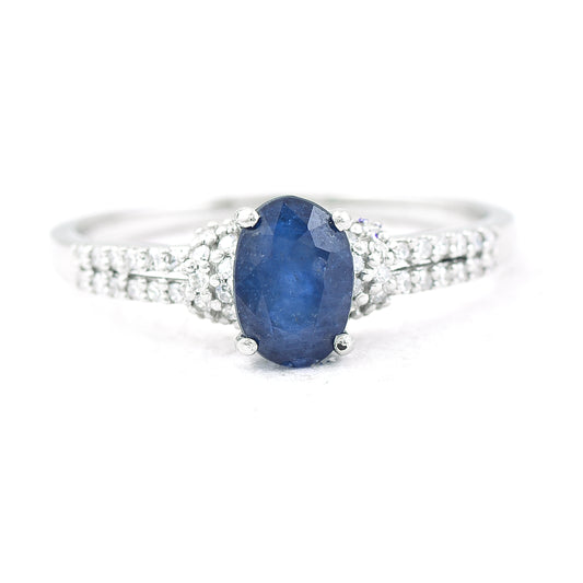 1.24 Ct Oval Mixed Cut Natural Sapphire 950 Platinum Ring