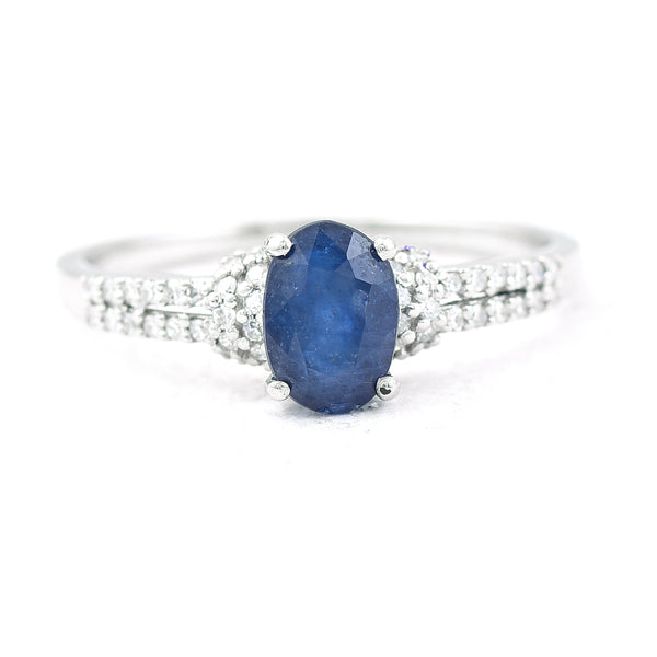 1.24 Ct Oval Mixed Cut Natural Sapphire 950 Platinum Ring