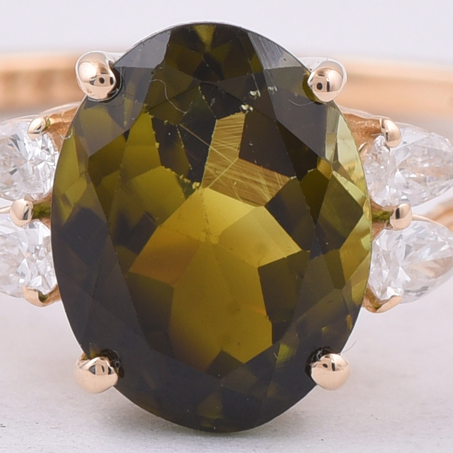 2.08 Ct Oval Natural Green Tourmaline 14K Gold Ring