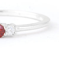 0.23 Ct Round Garnet, Cubic Zirconia, 925 Sterling Silver Ring