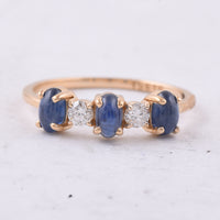 1.42 Ct Oval Cabochon Cut Natural Sapphire 14K Gold Ring