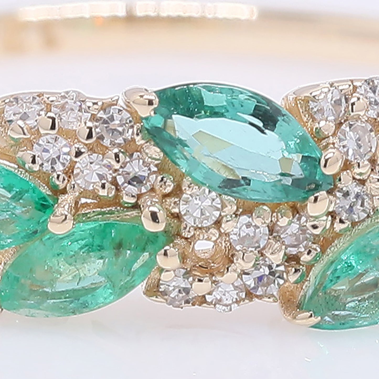 0.53 Ct Marquise Mixed Cut Natural Emerald 14K Gold Ring
