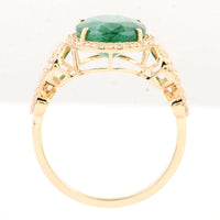 3.76 Carats Natural Beryl Emerald 14K Gold Ring