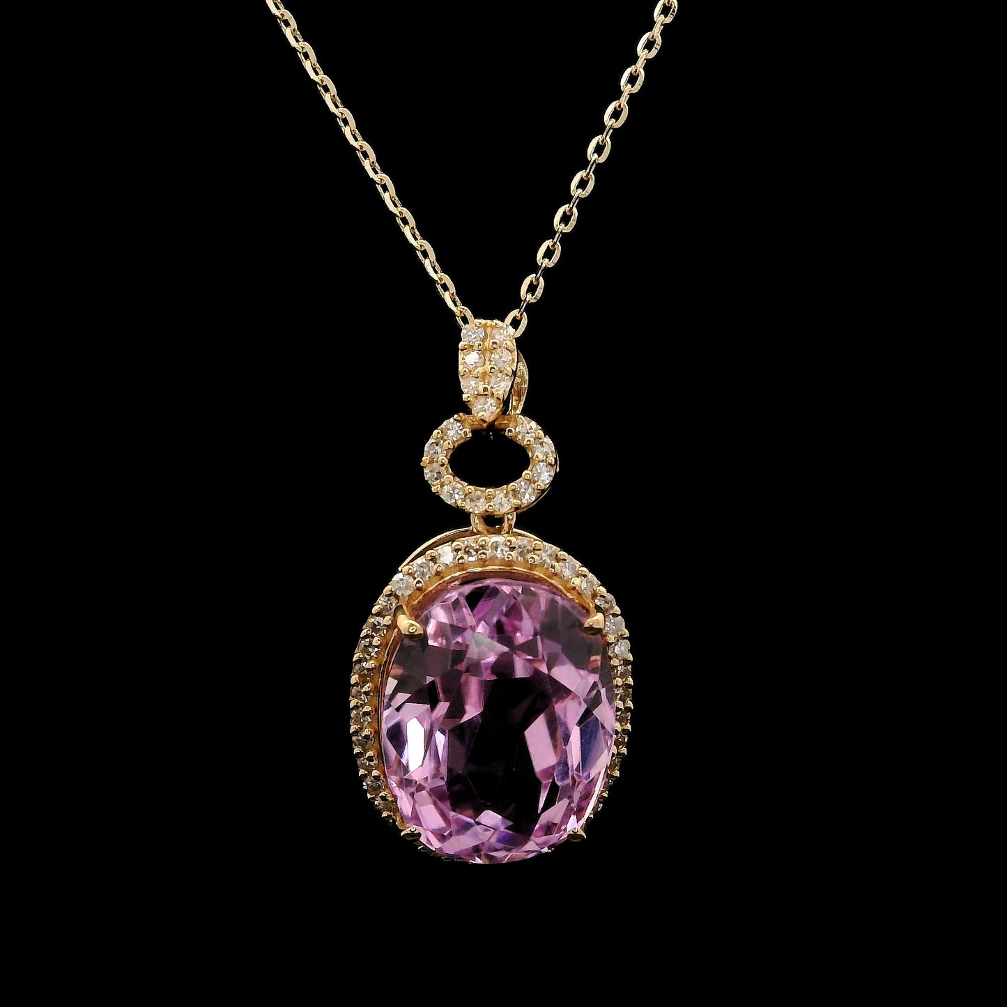 6.71 Ct Oval Kunzite 14K Gold Pendant