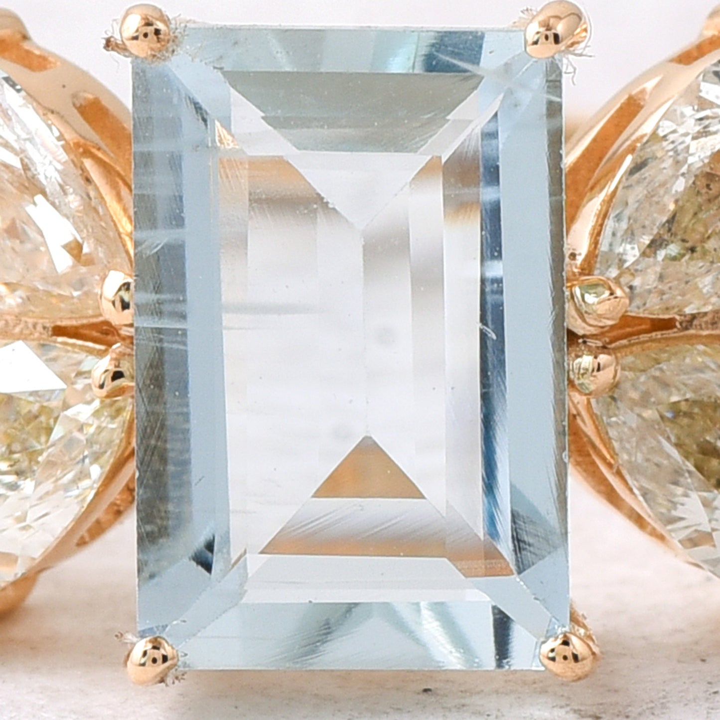 2.47 Ct Rectangle Step Cut Natural Aquamarine 14K Gold Ring
