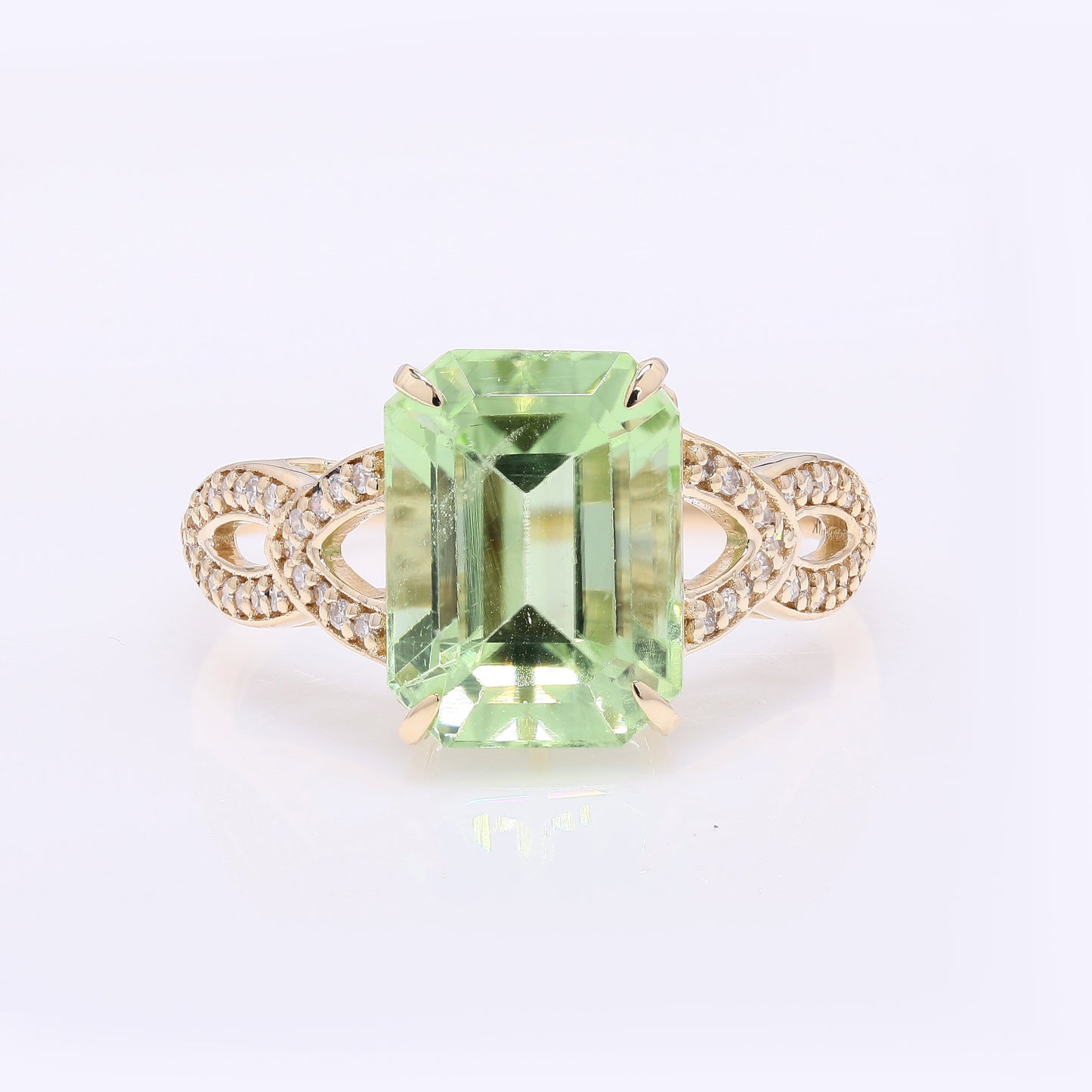 4.95 Ct Pear Mixed Cut Natural Peridot 14K Gold Ring