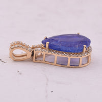 5.19 Ct Pear Mixed Cut Natural Tanzanite 14K Gold Pendant