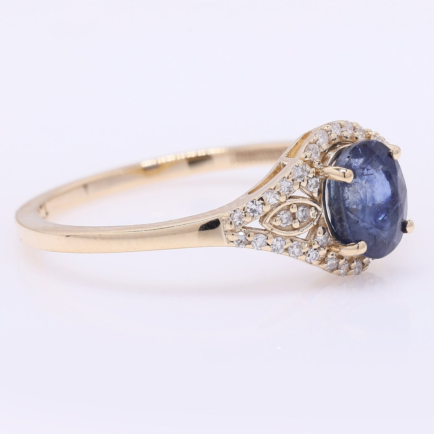1.19 Ct Oval Mixed Cut Natural Sapphire 14K Gold Ring