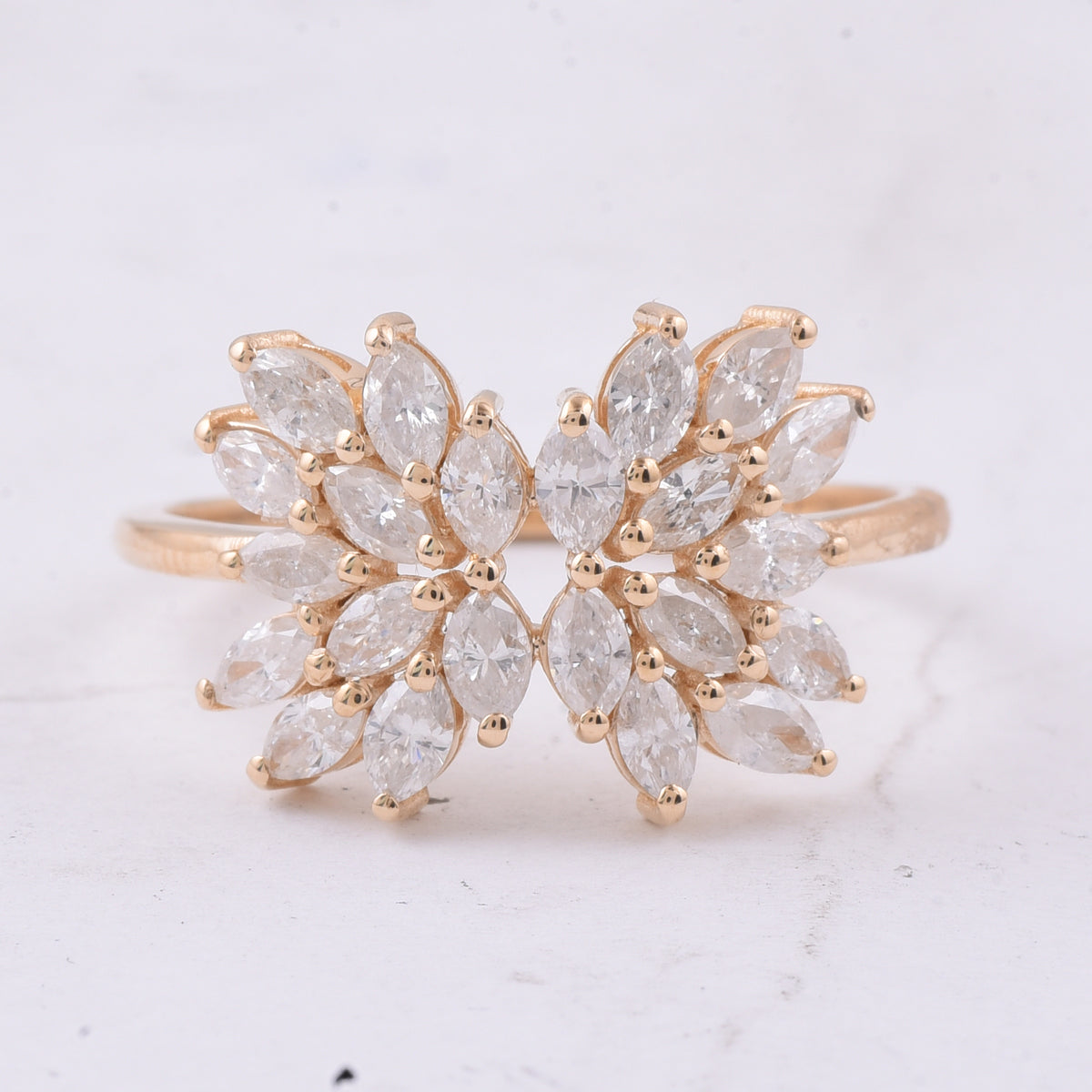 1.05 Ct Marquise Natural Diamond 14K Gold Ring