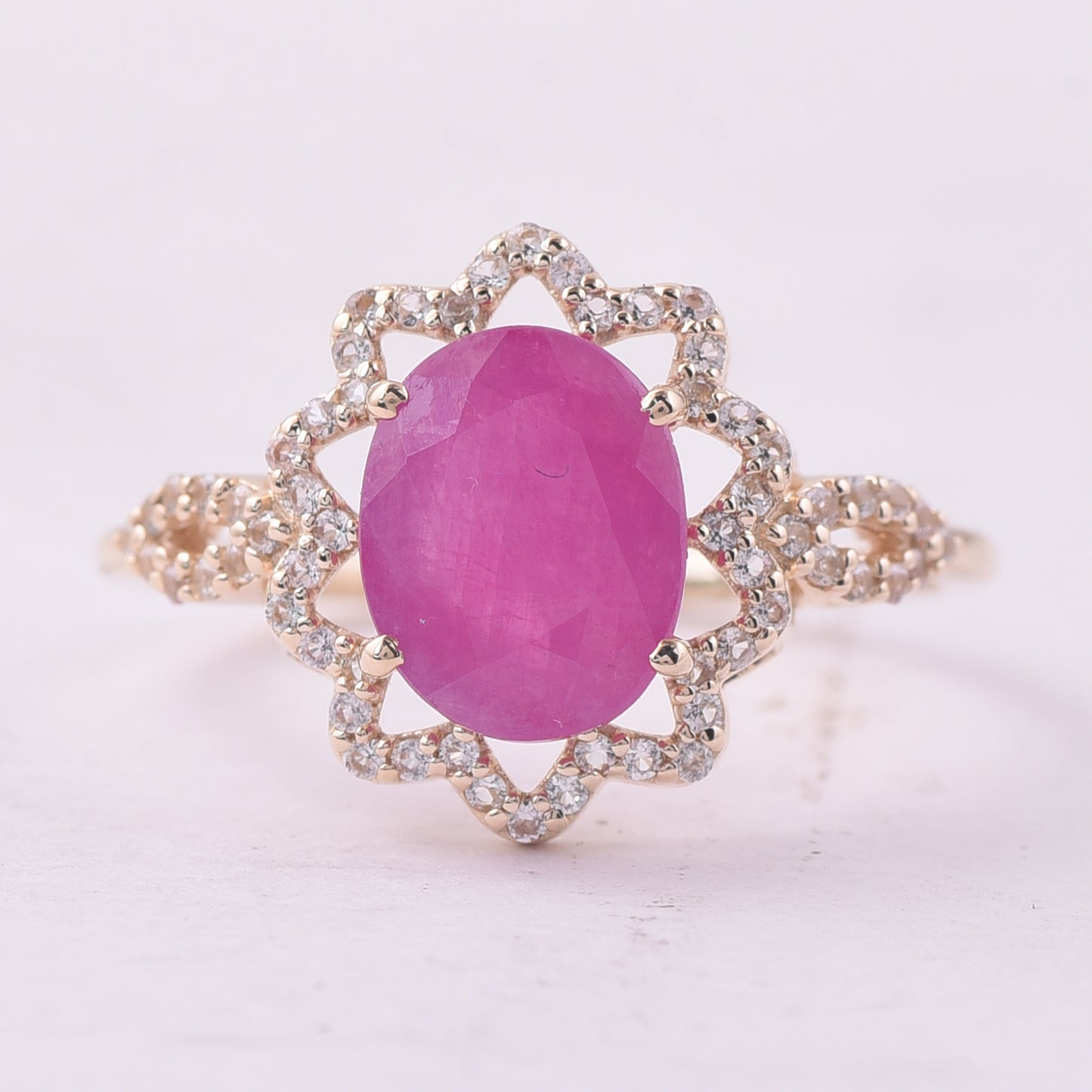 2.58 Ct Oval Ruby 9K Gold Ring