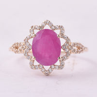 2.58 Ct Oval Ruby 9K Gold Ring