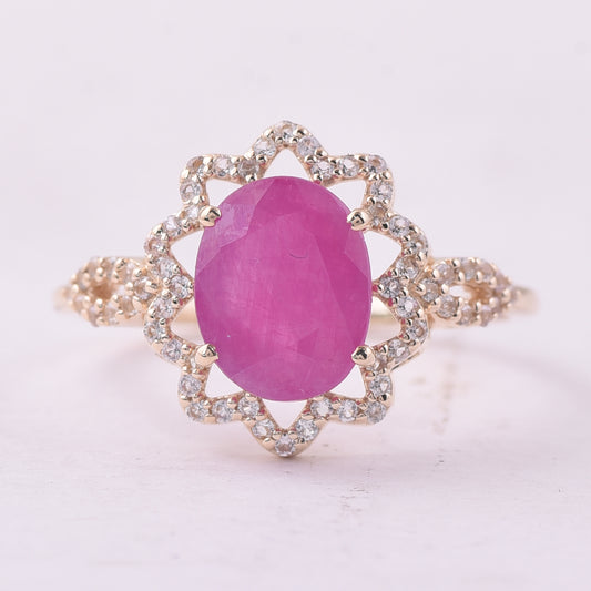 2.58 Ct Oval Ruby 9K Gold Ring