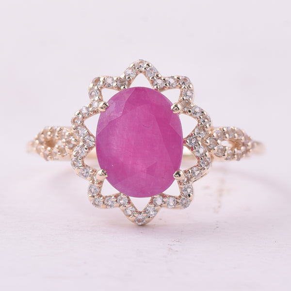 2.58 Ct Oval Ruby 9K Gold Ring