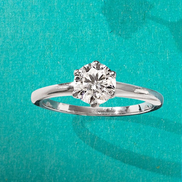 1.00 Carat Moissanite Ring in Sterling Silver. Size 5
