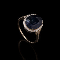 6.41 Ct Oval Mixed Cut Natural Corundum Sapphire 14K Gold Ring