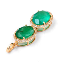 3.81 Ct Oval Mixed Cut Natural Emerald 14K Gold Pendant