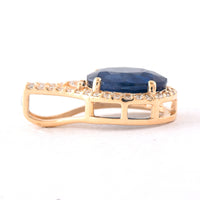 1.80 Ct Oval Mixed Cut Natural Sapphire 14K Gold Pendant