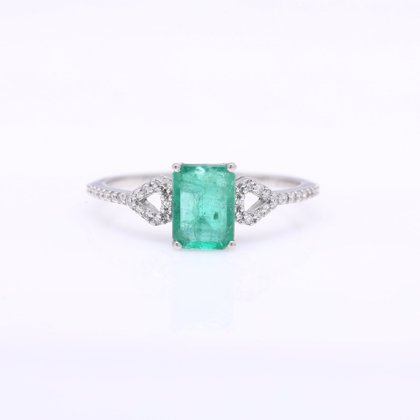 1.23 Ct Octagon Step Cut Natural Emerald 950 Platinum Ring