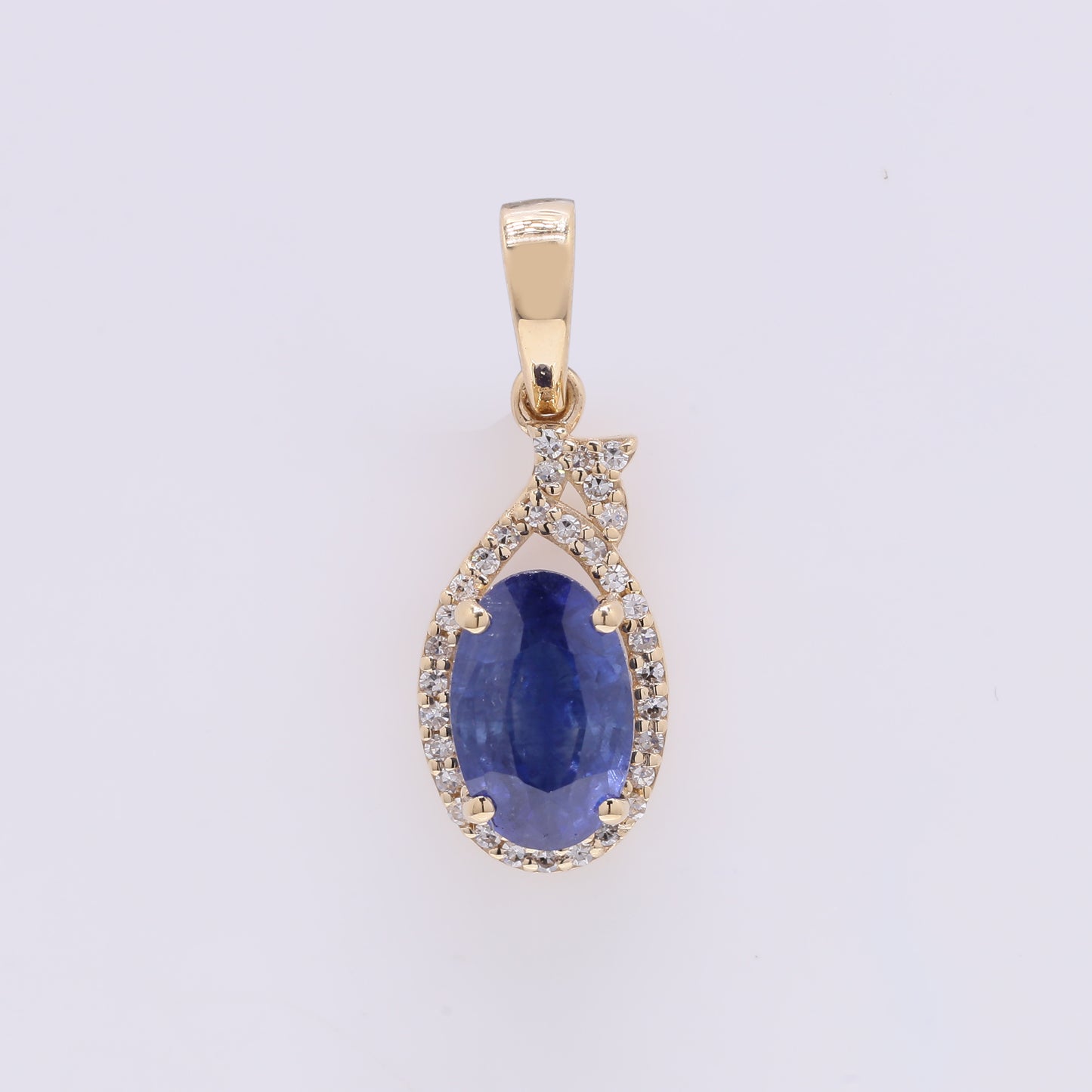 1.95 Ct Oval Mixed Cut Natural Sapphire 14K Gold Pendant