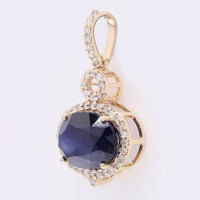 2.98 Ct Oval Mixed Cut Natural Sapphire 14K Gold Pendant