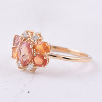 1.69 Ct Pear, Oval Natural Multi Coloured Sapphire 14K Gold Ring