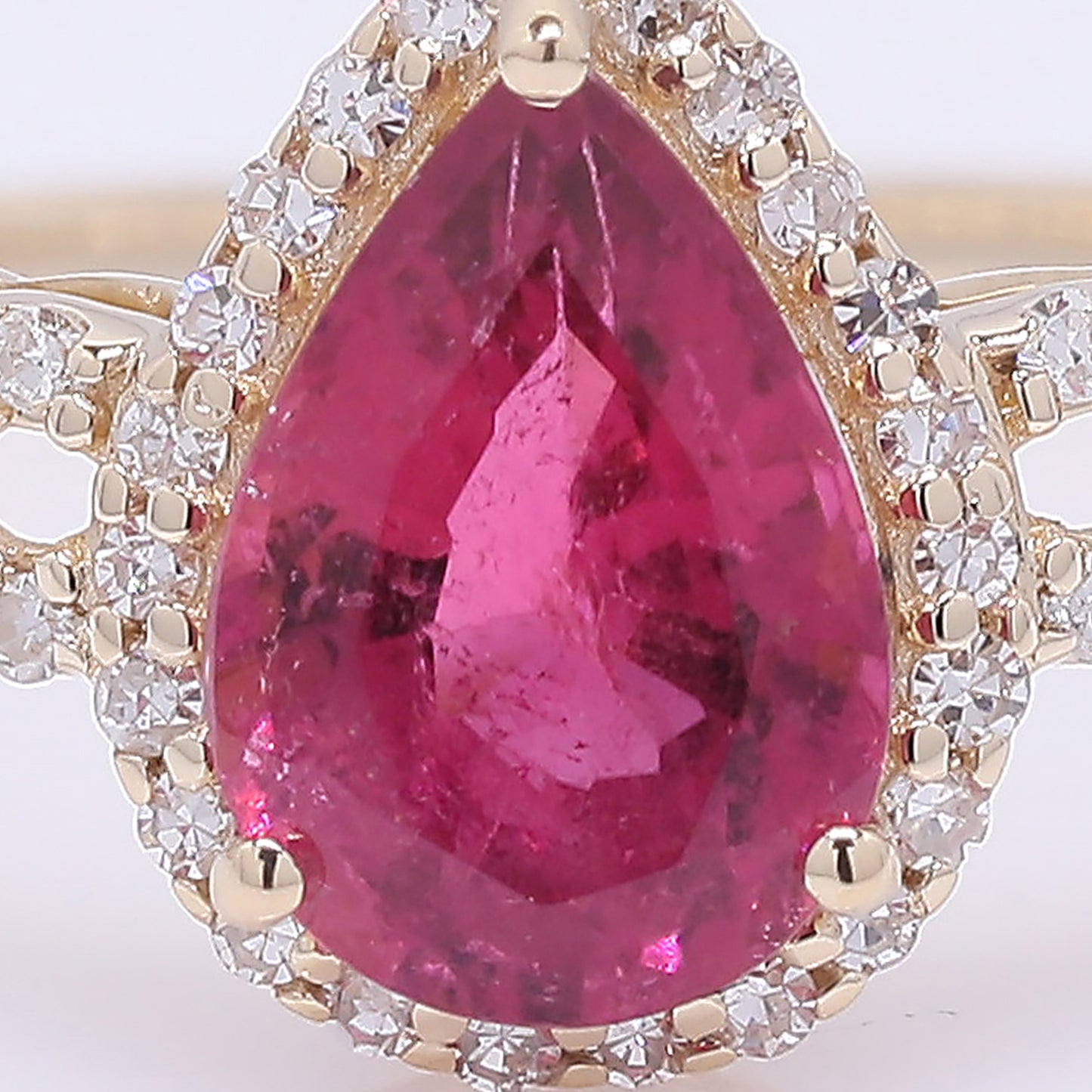 1.02 Ct Pear Mixed Cut Natural Pink Tourmaline 14K Gold Ring