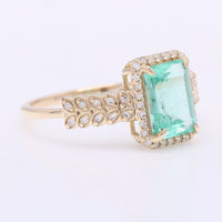 1.59 Ct Octagon Step Cut Natural Emerald 14K Gold Ring