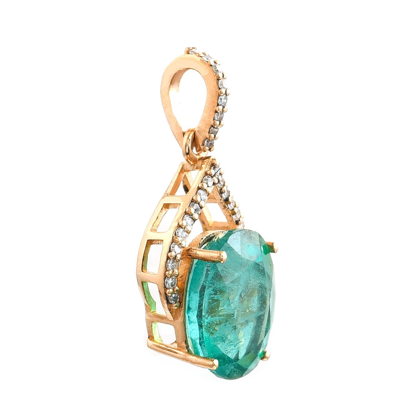 2.73 Ct Oval Emerald 14K Gold Pendant