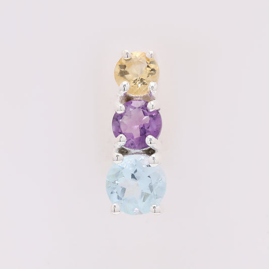 0.58 Ct Round Blue Topaz 925 Silver Pendant