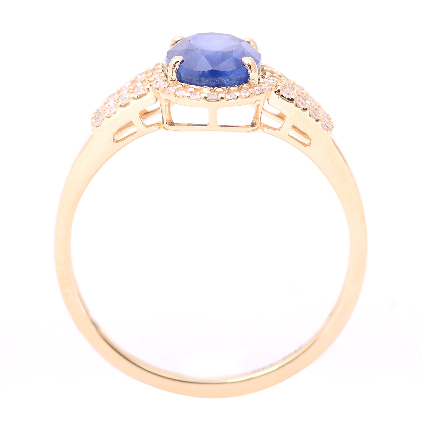 1.95 Ct Oval Mixed Cut Natural Sapphire 14K Gold Ring