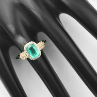 1.36 Ct Oval Mixed Cut Natural Emerald 14K Gold Ring