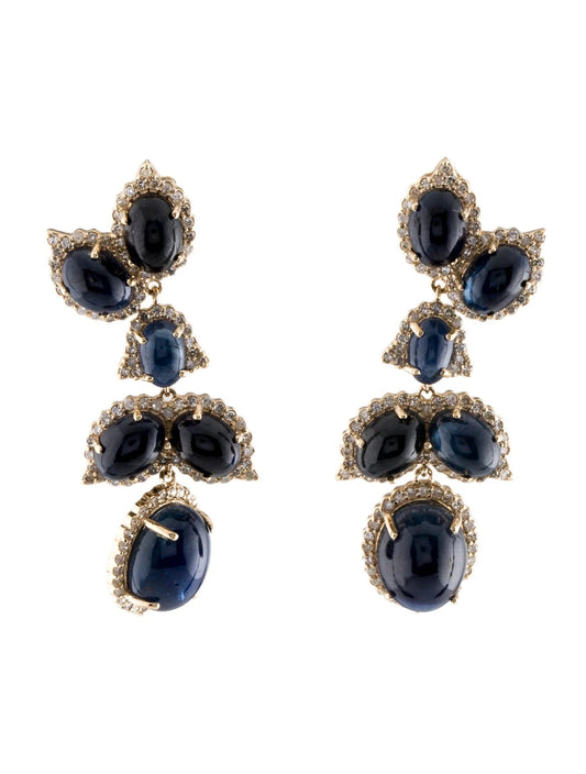 14K Sapphire & Diamond Drop Earrings