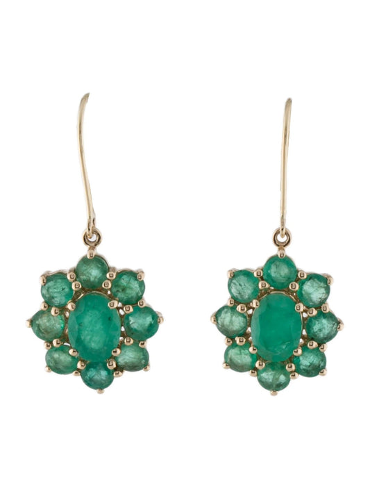 14K Emerald Drop Earrings