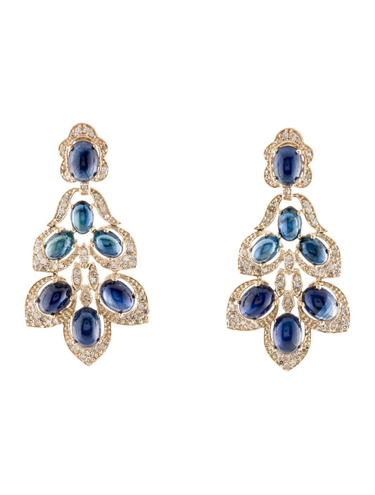 14K Sapphire & Diamond Drop Earrings