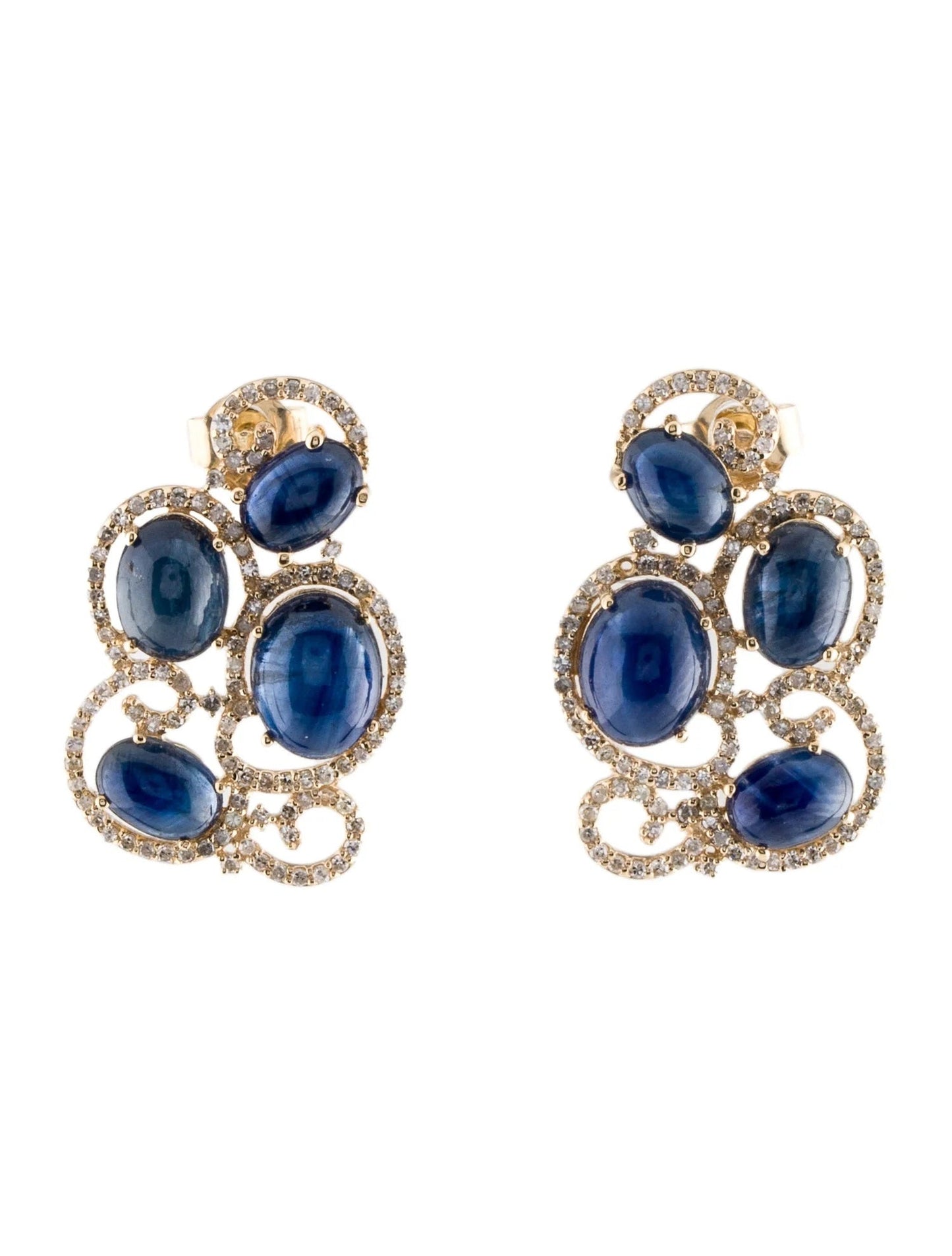 14K 15.13ctw Sapphire & Diamond Drop Earrings