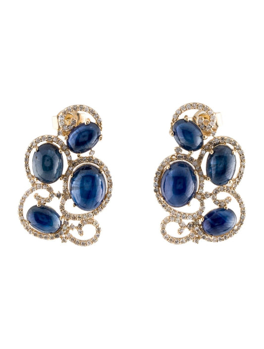 14K 15.13ctw Sapphire & Diamond Drop Earrings