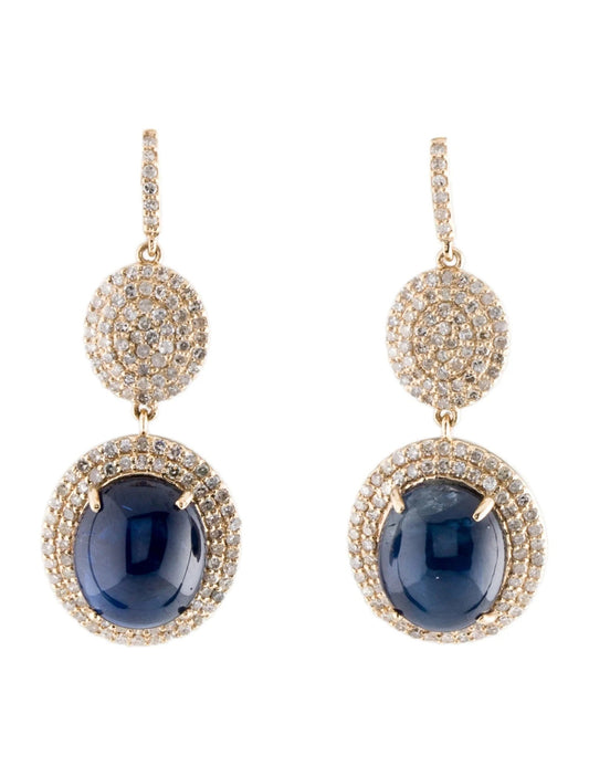14K Sapphire & Diamond Drop Earrings