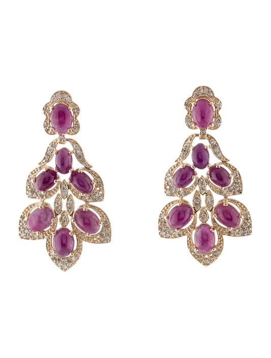 14K 12.69ctw Ruby & Diamond Drop Earrings