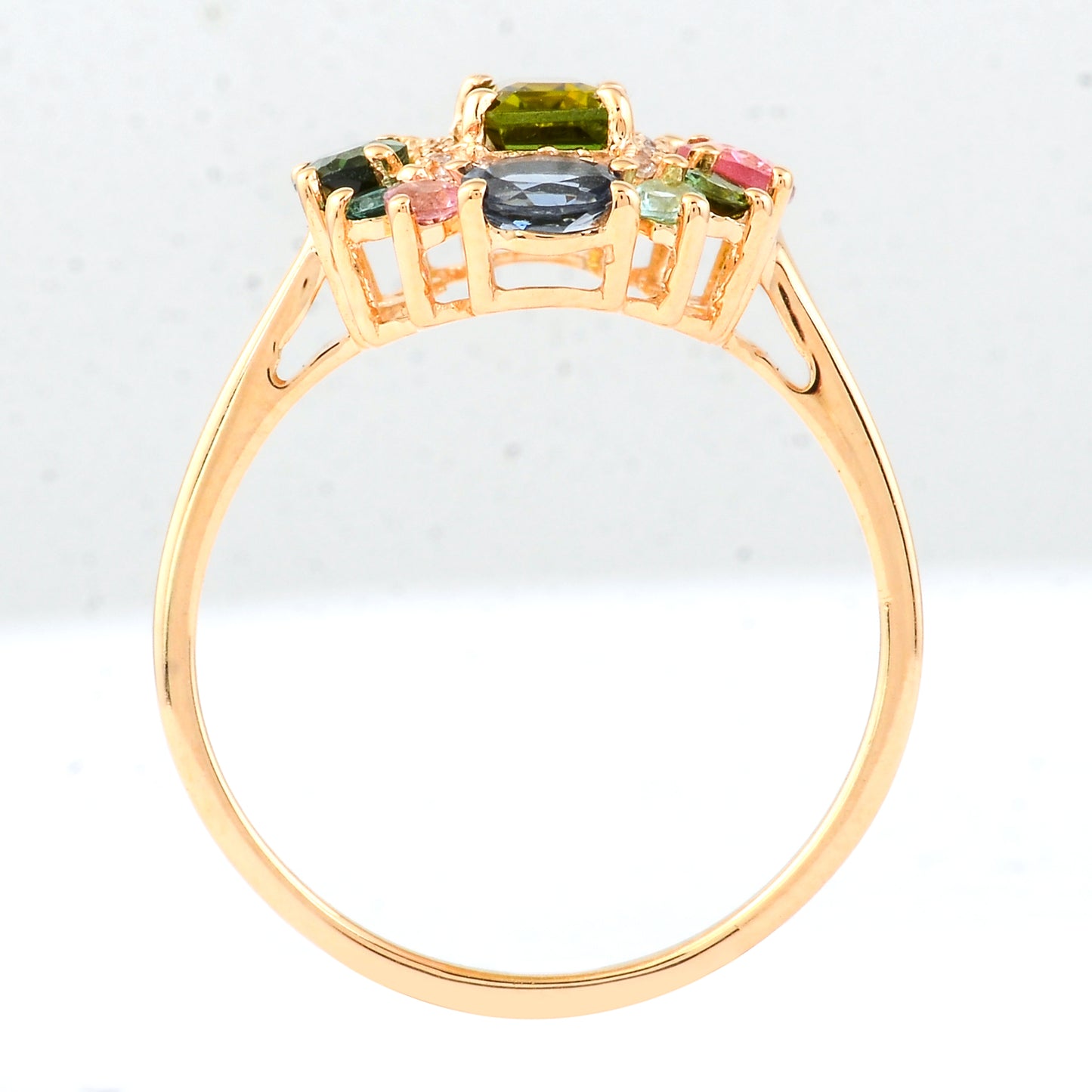1.73 Ct Octagon Multi Tourmaline 14K Gold Ring