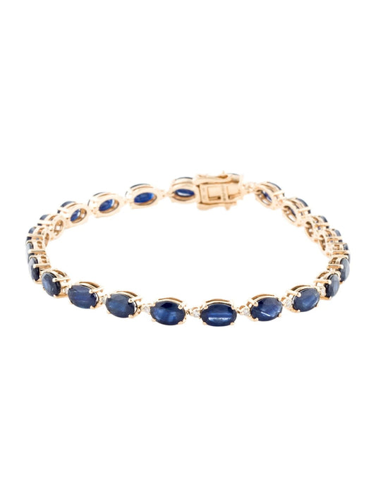 14K 13.21ctw Sapphire & Diamond Link Bracelet