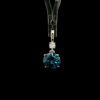 1.56 Carats Blue Lab Grown Diamond 14K Gold Pendant