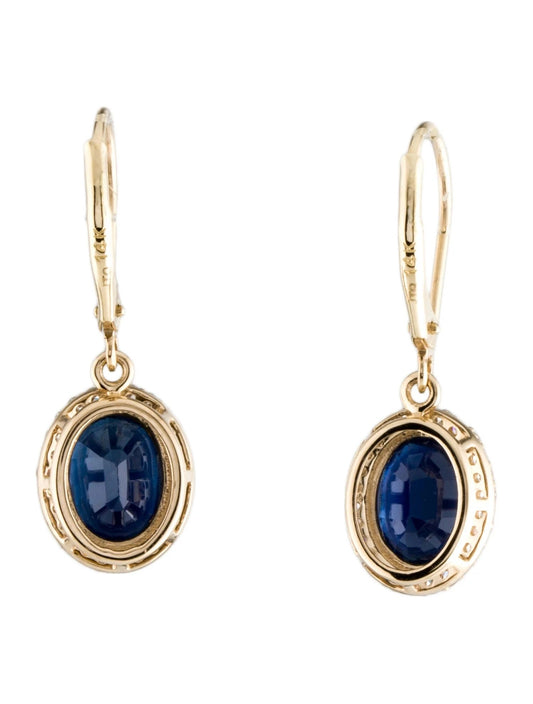 14K 4.22ctw Sapphire & Diamond Drop Earrings