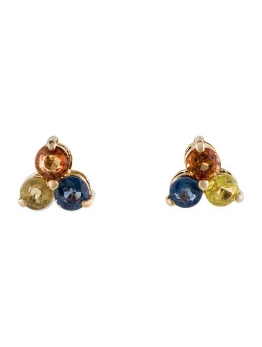 14K Multi-Sapphire Stud Earrings