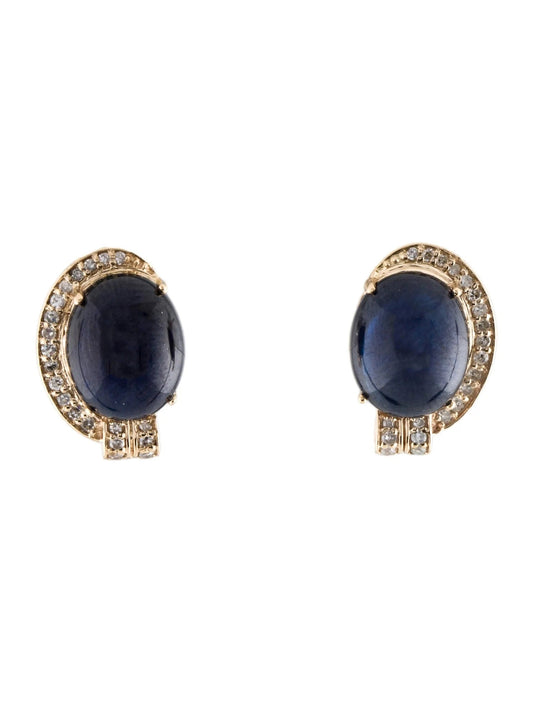 14K Sapphire & Diamond Stud Earrings
