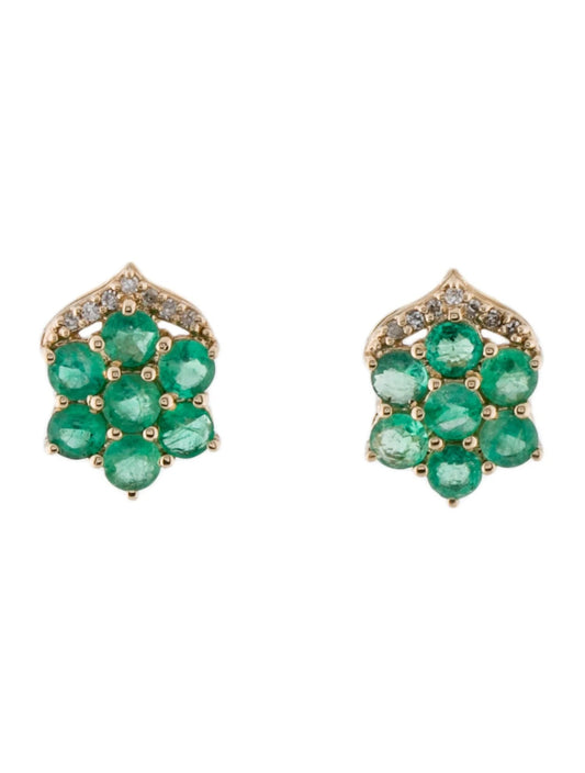 14K Emerald and Diamond Drop Earrings
