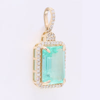2.92 Ct Octagon Step Cut Natural Emerald 14K Gold Pendant